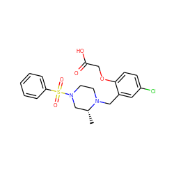 C[C@@H]1CN(S(=O)(=O)c2ccccc2)CCN1Cc1cc(Cl)ccc1OCC(=O)O ZINC000035849719