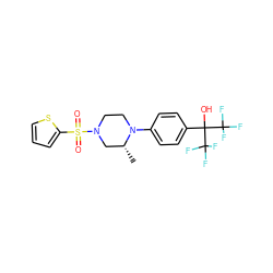 C[C@@H]1CN(S(=O)(=O)c2cccs2)CCN1c1ccc(C(O)(C(F)(F)F)C(F)(F)F)cc1 ZINC000103238919