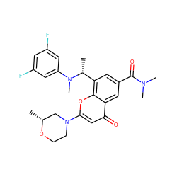 C[C@@H]1CN(c2cc(=O)c3cc(C(=O)N(C)C)cc([C@@H](C)N(C)c4cc(F)cc(F)c4)c3o2)CCO1 ZINC000116734608