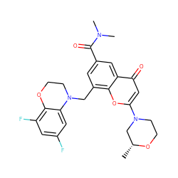 C[C@@H]1CN(c2cc(=O)c3cc(C(=O)N(C)C)cc(CN4CCOc5c(F)cc(F)cc54)c3o2)CCO1 ZINC000653853287