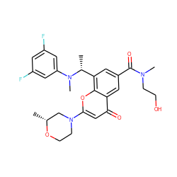 C[C@@H]1CN(c2cc(=O)c3cc(C(=O)N(C)CCO)cc([C@@H](C)N(C)c4cc(F)cc(F)c4)c3o2)CCO1 ZINC000116735411