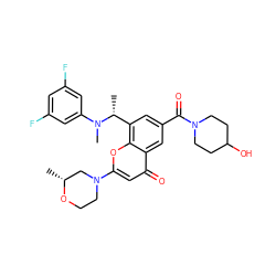 C[C@@H]1CN(c2cc(=O)c3cc(C(=O)N4CCC(O)CC4)cc([C@@H](C)N(C)c4cc(F)cc(F)c4)c3o2)CCO1 ZINC000116734733