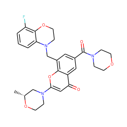 C[C@@H]1CN(c2cc(=O)c3cc(C(=O)N4CCOCC4)cc(CN4CCOc5c(F)cccc54)c3o2)CCO1 ZINC000653850150