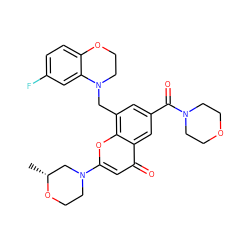 C[C@@H]1CN(c2cc(=O)c3cc(C(=O)N4CCOCC4)cc(CN4CCOc5ccc(F)cc54)c3o2)CCO1 ZINC000653850096