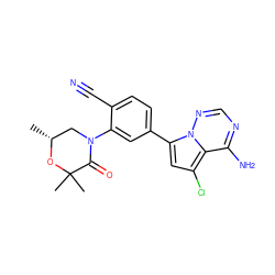 C[C@@H]1CN(c2cc(-c3cc(Cl)c4c(N)ncnn34)ccc2C#N)C(=O)C(C)(C)O1 ZINC001772606601