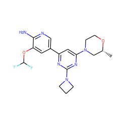 C[C@@H]1CN(c2cc(-c3cnc(N)c(OC(F)F)c3)nc(N3CCC3)n2)CCO1 ZINC000653684773