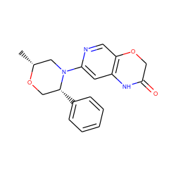 C[C@@H]1CN(c2cc3c(cn2)OCC(=O)N3)[C@H](c2ccccc2)CO1 ZINC000115888712