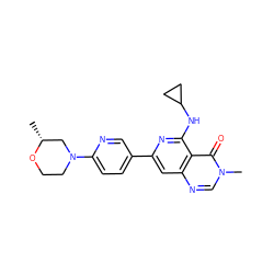 C[C@@H]1CN(c2ccc(-c3cc4ncn(C)c(=O)c4c(NC4CC4)n3)cn2)CCO1 ZINC000115624646