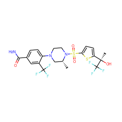 C[C@@H]1CN(c2ccc(C(N)=O)cc2C(F)(F)F)CCN1S(=O)(=O)c1ccc([C@@](C)(O)C(F)(F)F)s1 ZINC000095581776