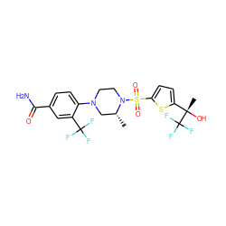 C[C@@H]1CN(c2ccc(C(N)=O)cc2C(F)(F)F)CCN1S(=O)(=O)c1ccc([C@](C)(O)C(F)(F)F)s1 ZINC000095580691