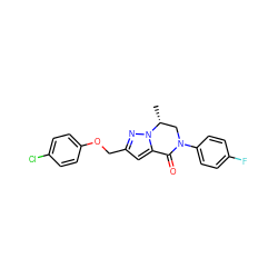 C[C@@H]1CN(c2ccc(F)cc2)C(=O)c2cc(COc3ccc(Cl)cc3)nn21 ZINC000473096970