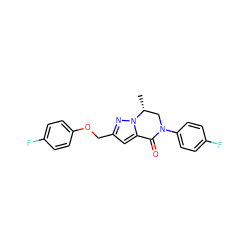 C[C@@H]1CN(c2ccc(F)cc2)C(=O)c2cc(COc3ccc(F)cc3)nn21 ZINC000205312803