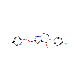 C[C@@H]1CN(c2ccc(F)cc2)C(=O)c2cc(COc3ccc(F)cn3)nn21 ZINC000473099547