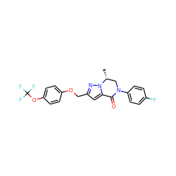 C[C@@H]1CN(c2ccc(F)cc2)C(=O)c2cc(COc3ccc(OC(F)(F)F)cc3)nn21 ZINC000473098167