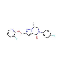 C[C@@H]1CN(c2ccc(F)cc2)C(=O)c2cc(COc3ncccc3F)nn21 ZINC000473096844