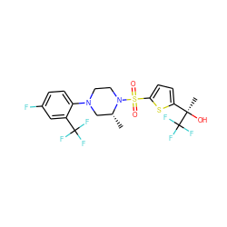 C[C@@H]1CN(c2ccc(F)cc2C(F)(F)F)CCN1S(=O)(=O)c1ccc([C@@](C)(O)C(F)(F)F)s1 ZINC000095581253