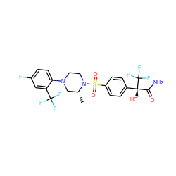 C[C@@H]1CN(c2ccc(F)cc2C(F)(F)F)CCN1S(=O)(=O)c1ccc([C@@](O)(C(N)=O)C(F)(F)F)cc1 ZINC000095582477