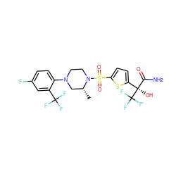 C[C@@H]1CN(c2ccc(F)cc2C(F)(F)F)CCN1S(=O)(=O)c1ccc([C@@](O)(C(N)=O)C(F)(F)F)s1 ZINC000068247683