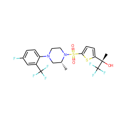 C[C@@H]1CN(c2ccc(F)cc2C(F)(F)F)CCN1S(=O)(=O)c1ccc([C@](C)(O)C(F)(F)F)s1 ZINC000095582788