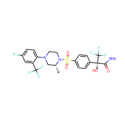 C[C@@H]1CN(c2ccc(F)cc2C(F)(F)F)CCN1S(=O)(=O)c1ccc([C@](O)(C(N)=O)C(F)(F)F)cc1 ZINC000095584201