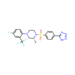 C[C@@H]1CN(c2ccc(F)cc2C(F)(F)F)CCN1S(=O)(=O)c1ccc(-c2nnn[nH]2)cc1 ZINC000043060116