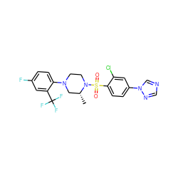 C[C@@H]1CN(c2ccc(F)cc2C(F)(F)F)CCN1S(=O)(=O)c1ccc(-n2cncn2)cc1Cl ZINC000043015941