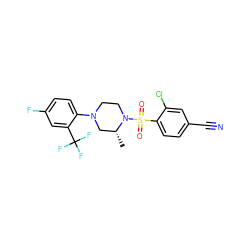 C[C@@H]1CN(c2ccc(F)cc2C(F)(F)F)CCN1S(=O)(=O)c1ccc(C#N)cc1Cl ZINC000043019701