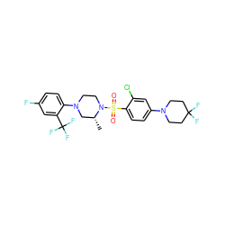 C[C@@H]1CN(c2ccc(F)cc2C(F)(F)F)CCN1S(=O)(=O)c1ccc(N2CCC(F)(F)CC2)cc1Cl ZINC000043011616