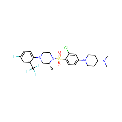 C[C@@H]1CN(c2ccc(F)cc2C(F)(F)F)CCN1S(=O)(=O)c1ccc(N2CCC(N(C)C)CC2)cc1Cl ZINC000043013593