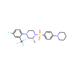 C[C@@H]1CN(c2ccc(F)cc2C(F)(F)F)CCN1S(=O)(=O)c1ccc(N2CCCCC2)cc1 ZINC000043010282