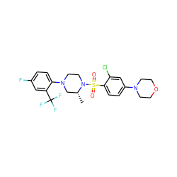 C[C@@H]1CN(c2ccc(F)cc2C(F)(F)F)CCN1S(=O)(=O)c1ccc(N2CCOCC2)cc1Cl ZINC000043013441