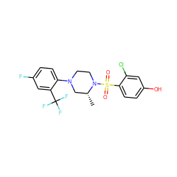 C[C@@H]1CN(c2ccc(F)cc2C(F)(F)F)CCN1S(=O)(=O)c1ccc(O)cc1Cl ZINC000043013103