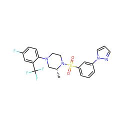 C[C@@H]1CN(c2ccc(F)cc2C(F)(F)F)CCN1S(=O)(=O)c1cccc(-n2cccn2)c1 ZINC000042890054