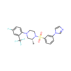 C[C@@H]1CN(c2ccc(F)cc2C(F)(F)F)CCN1S(=O)(=O)c1cccc(-n2ccnc2)c1 ZINC000040956934