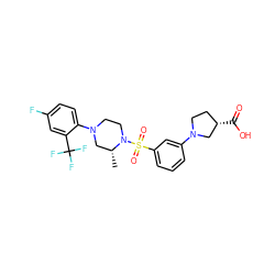 C[C@@H]1CN(c2ccc(F)cc2C(F)(F)F)CCN1S(=O)(=O)c1cccc(N2CC[C@H](C(=O)O)C2)c1 ZINC000053174576