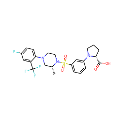 C[C@@H]1CN(c2ccc(F)cc2C(F)(F)F)CCN1S(=O)(=O)c1cccc(N2CCC[C@@H]2C(=O)O)c1 ZINC000053174580