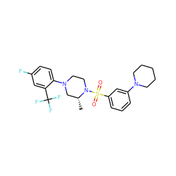 C[C@@H]1CN(c2ccc(F)cc2C(F)(F)F)CCN1S(=O)(=O)c1cccc(N2CCCCC2)c1 ZINC000040933851