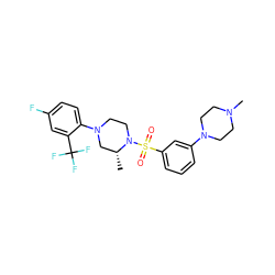 C[C@@H]1CN(c2ccc(F)cc2C(F)(F)F)CCN1S(=O)(=O)c1cccc(N2CCN(C)CC2)c1 ZINC000040935797