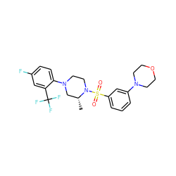 C[C@@H]1CN(c2ccc(F)cc2C(F)(F)F)CCN1S(=O)(=O)c1cccc(N2CCOCC2)c1 ZINC000040934344