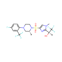 C[C@@H]1CN(c2ccc(F)cc2C(F)(F)F)CCN1S(=O)(=O)c1cn(C)c([C@](C)(O)C(F)(F)F)n1 ZINC000095585171