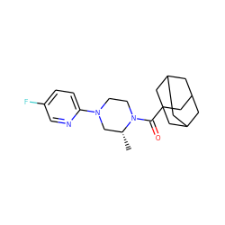 C[C@@H]1CN(c2ccc(F)cn2)CCN1C(=O)C12CC3CC(CC(C3)C1)C2 ZINC000096272416