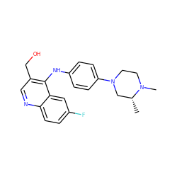 C[C@@H]1CN(c2ccc(Nc3c(CO)cnc4ccc(F)cc34)cc2)CCN1C ZINC000052961843