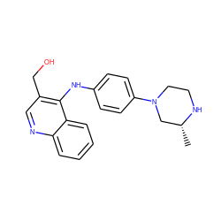 C[C@@H]1CN(c2ccc(Nc3c(CO)cnc4ccccc34)cc2)CCN1 ZINC000053173570