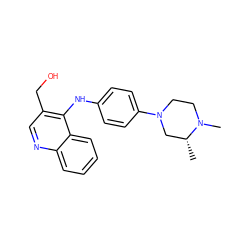 C[C@@H]1CN(c2ccc(Nc3c(CO)cnc4ccccc34)cc2)CCN1C ZINC000013977226