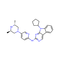 C[C@@H]1CN(c2ccc(Nc3ncc4c5ccccc5n(C5CCCC5)c4n3)nc2)C[C@@H](C)N1 ZINC000169706750