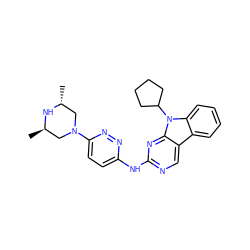 C[C@@H]1CN(c2ccc(Nc3ncc4c5ccccc5n(C5CCCC5)c4n3)nn2)C[C@@H](C)N1 ZINC000169706755