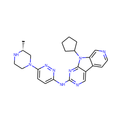 C[C@@H]1CN(c2ccc(Nc3ncc4c5ccncc5n(C5CCCC5)c4n3)nn2)CCN1 ZINC000147077344