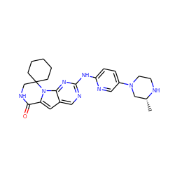 C[C@@H]1CN(c2ccc(Nc3ncc4cc5n(c4n3)C3(CCCCC3)CNC5=O)nc2)CCN1 ZINC000221303987