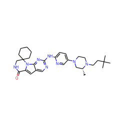 C[C@@H]1CN(c2ccc(Nc3ncc4cc5n(c4n3)C3(CCCCC3)CNC5=O)nc2)CCN1CCC(C)(C)C ZINC000221288912