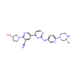 C[C@@H]1CN(c2ccc(Nc3nccc(-c4cnc(N5CC[C@H](O)C5)c(C#N)c4)n3)cn2)CCN1 ZINC000221348849